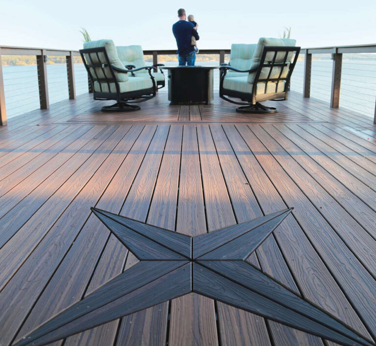 An Envision composite deck with a custom in-lay built in.
