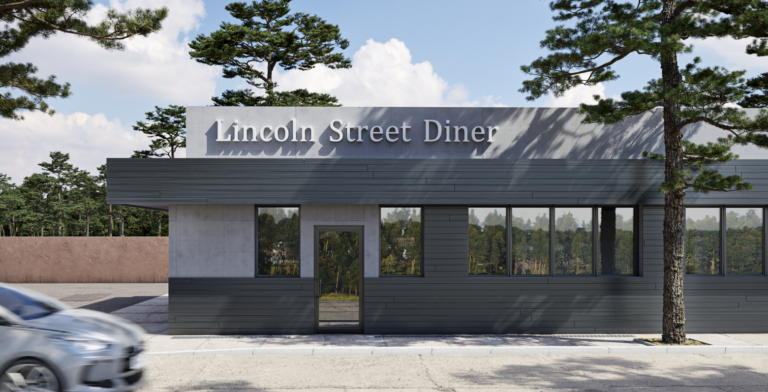 Envision composite decking being used as cladding on a diner.