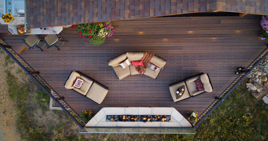 An overhead view of an Envision composite deck.