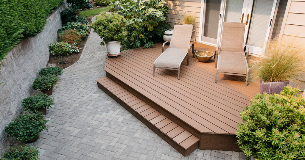 A picture of a deck built with Envision composite decking.